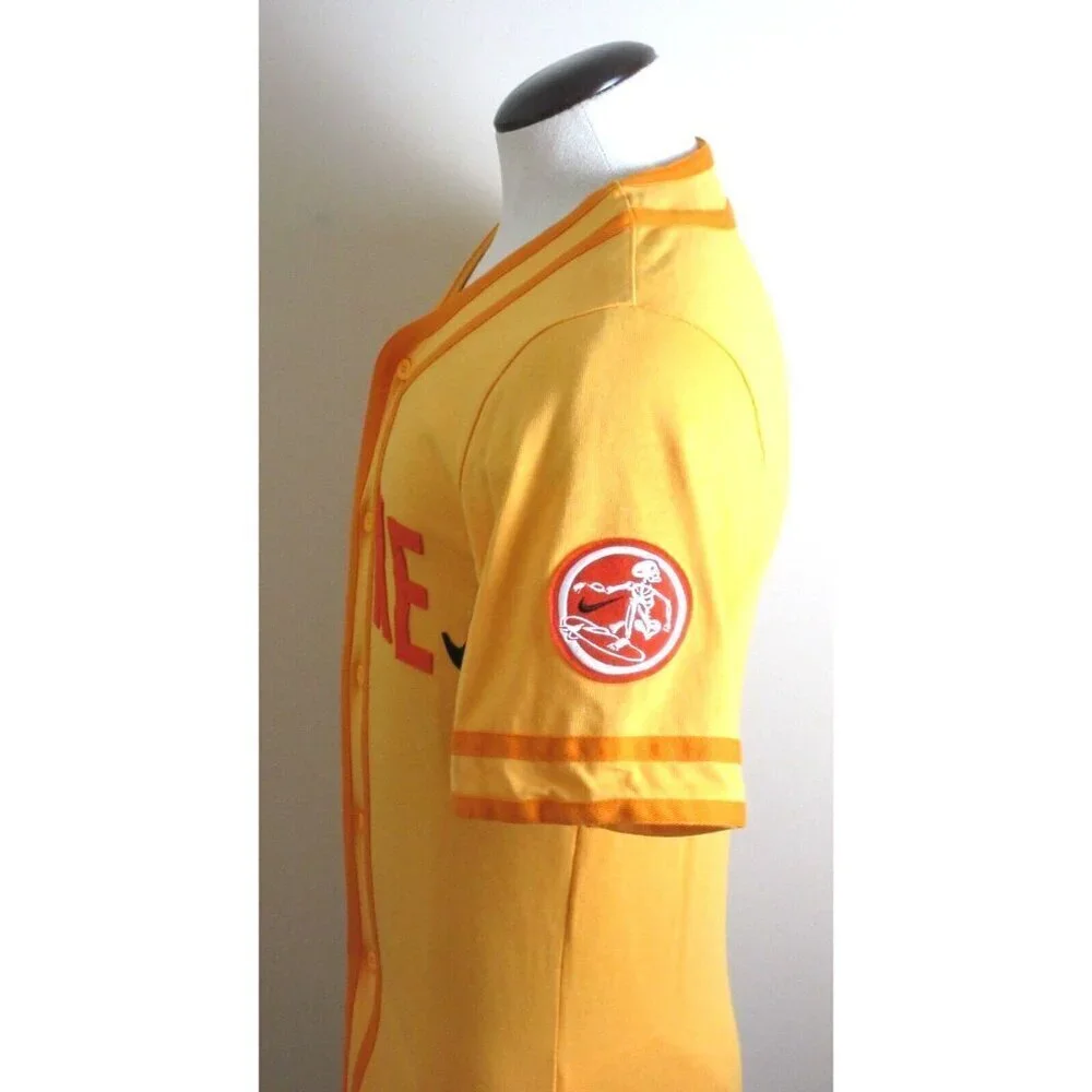 Nike Sportswear Mens Baseball Jersey Button Up Skate shirt Orange Size Small NWT